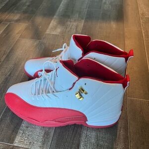 Size 12 men Jordan nike basketball shoes red white